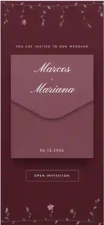 Opening screen of a Pulss Wave digital wedding invitation